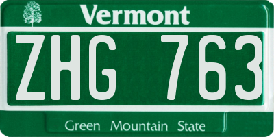 VT license plate ZHG763