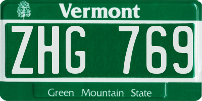 VT license plate ZHG769