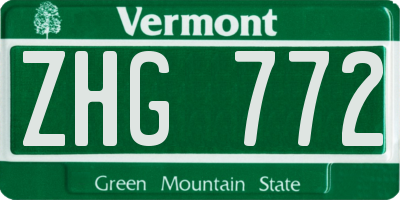 VT license plate ZHG772