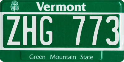 VT license plate ZHG773