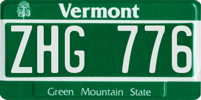 VT license plate ZHG776
