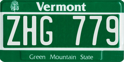VT license plate ZHG779