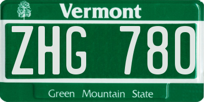 VT license plate ZHG780