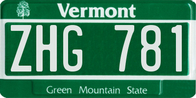 VT license plate ZHG781