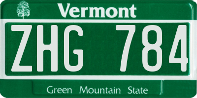 VT license plate ZHG784