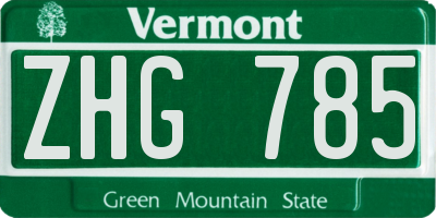 VT license plate ZHG785