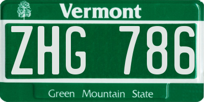 VT license plate ZHG786