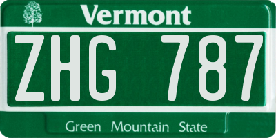 VT license plate ZHG787