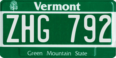 VT license plate ZHG792