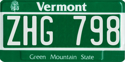 VT license plate ZHG798