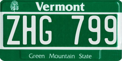 VT license plate ZHG799