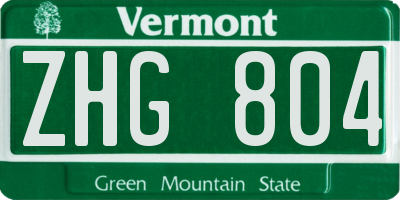 VT license plate ZHG804