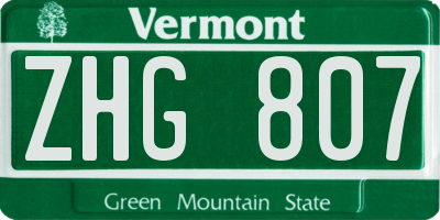 VT license plate ZHG807