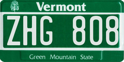 VT license plate ZHG808