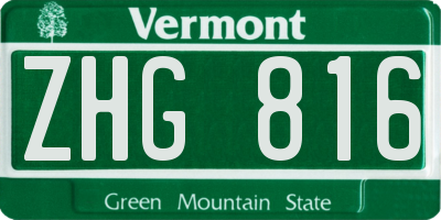 VT license plate ZHG816
