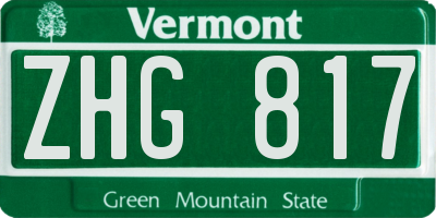 VT license plate ZHG817