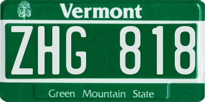 VT license plate ZHG818