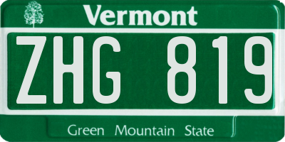 VT license plate ZHG819