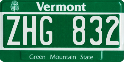 VT license plate ZHG832