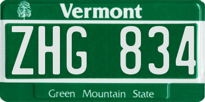 VT license plate ZHG834