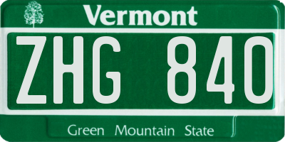 VT license plate ZHG840