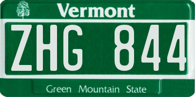 VT license plate ZHG844
