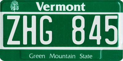 VT license plate ZHG845