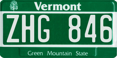 VT license plate ZHG846