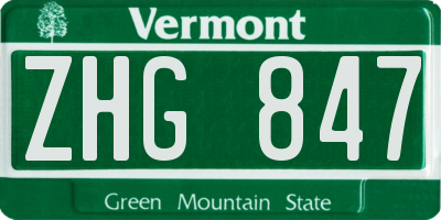 VT license plate ZHG847