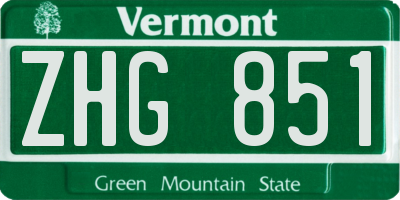 VT license plate ZHG851