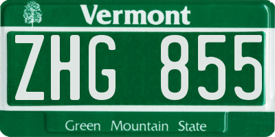VT license plate ZHG855