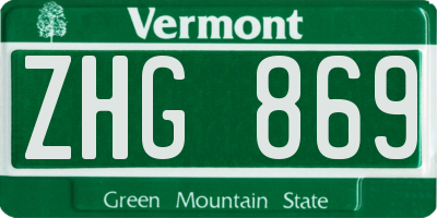 VT license plate ZHG869