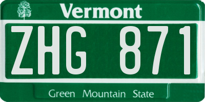 VT license plate ZHG871