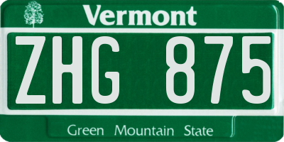 VT license plate ZHG875