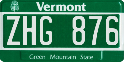 VT license plate ZHG876