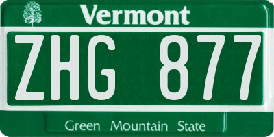 VT license plate ZHG877
