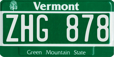 VT license plate ZHG878
