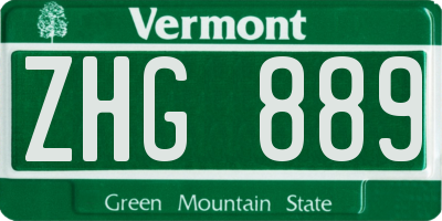 VT license plate ZHG889