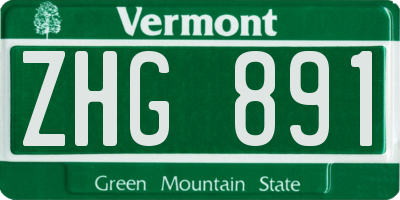 VT license plate ZHG891