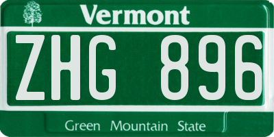 VT license plate ZHG896
