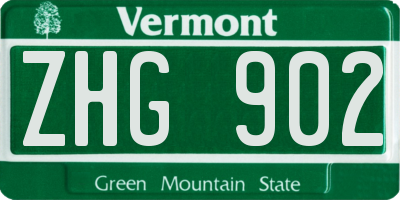 VT license plate ZHG902
