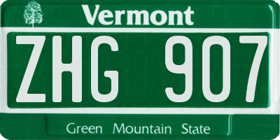 VT license plate ZHG907
