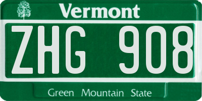 VT license plate ZHG908