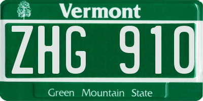 VT license plate ZHG910