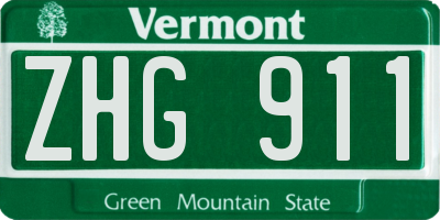 VT license plate ZHG911