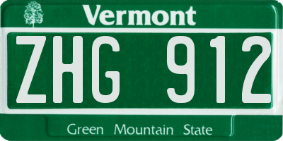 VT license plate ZHG912