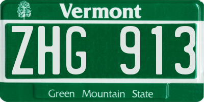 VT license plate ZHG913