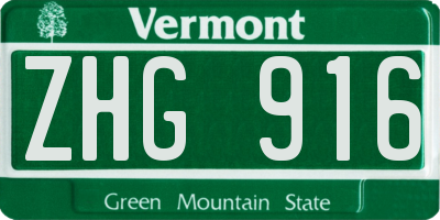 VT license plate ZHG916