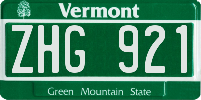 VT license plate ZHG921