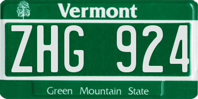 VT license plate ZHG924